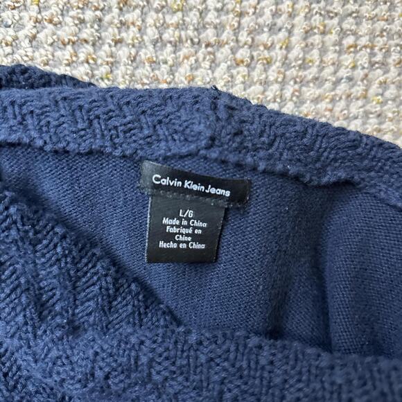 Cute vintage y2k navy blue off the shoulder chunky cowl neck sweater - Picture 6 of 6